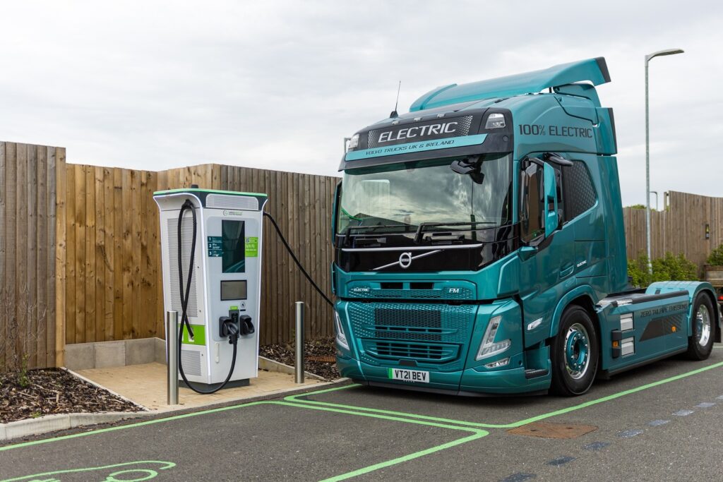 A truck charging with GRIDSERVE