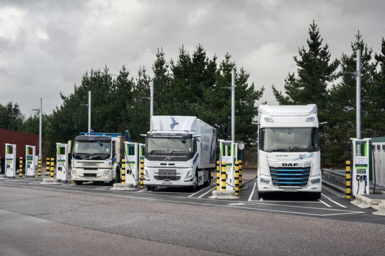 Trucks charging on the GRIDSERVE electric freightway