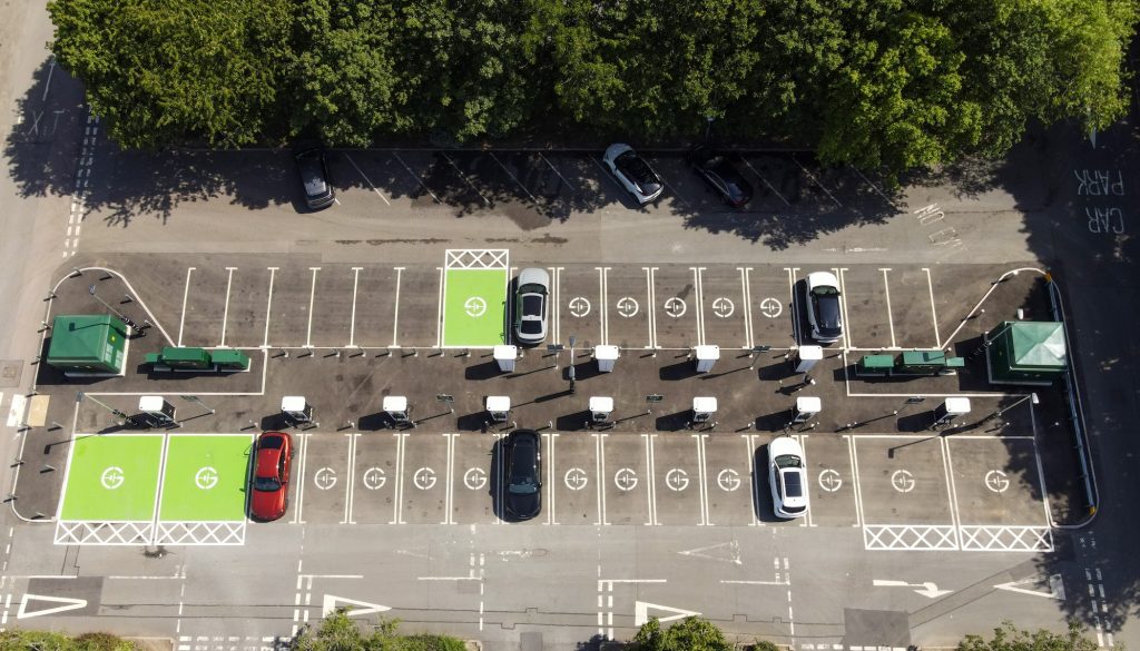 An look at GRIDSERVE Tamworth charging bays from the top